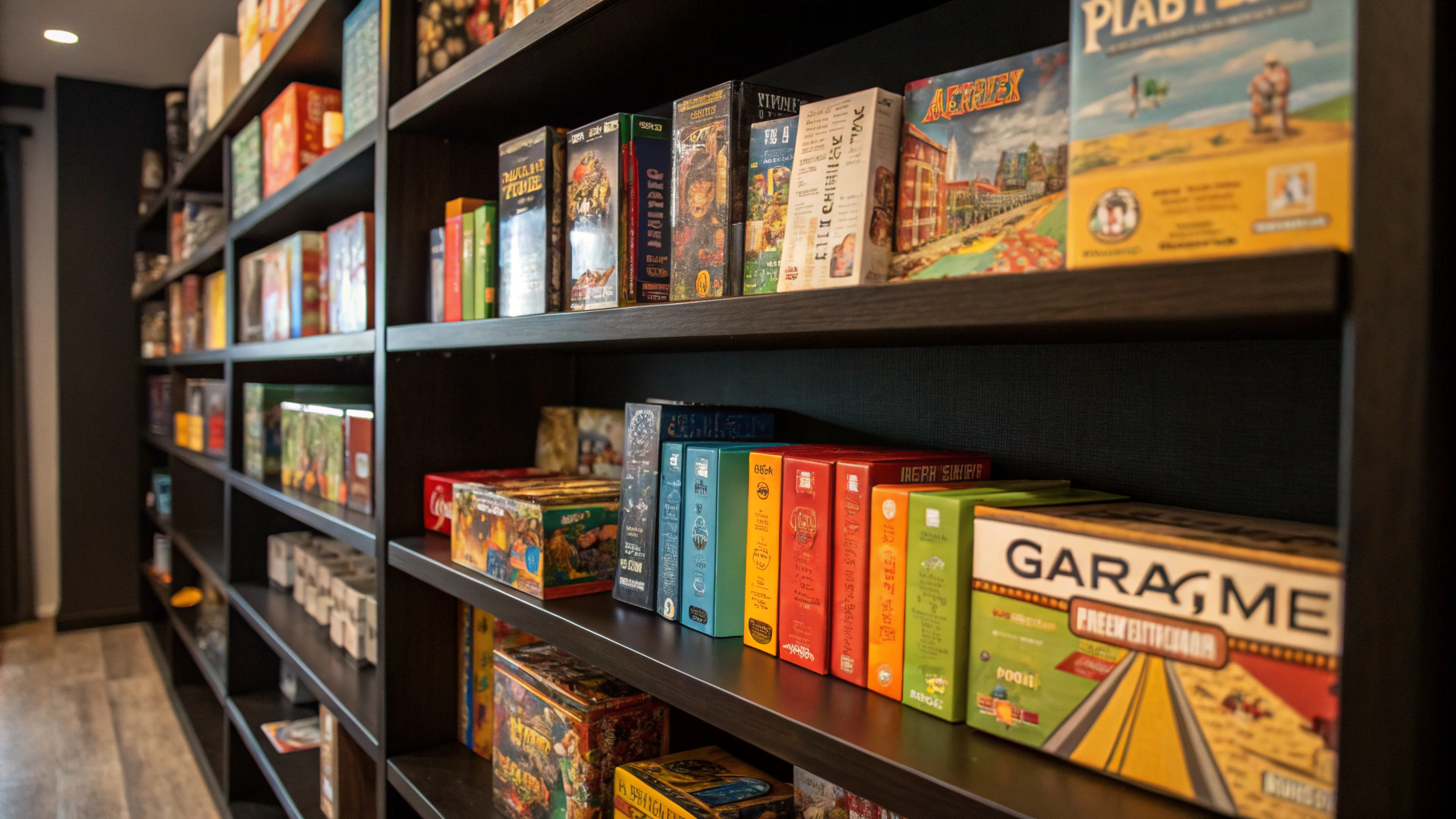 Retail ready packaged board games and puzzle boxes on pallet